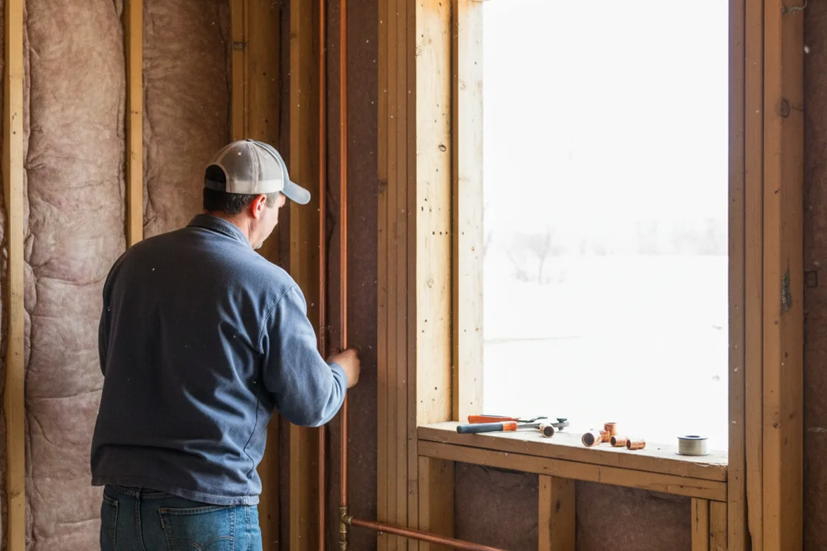 Licensed plumber running new copper supply lines in a Rodeo home