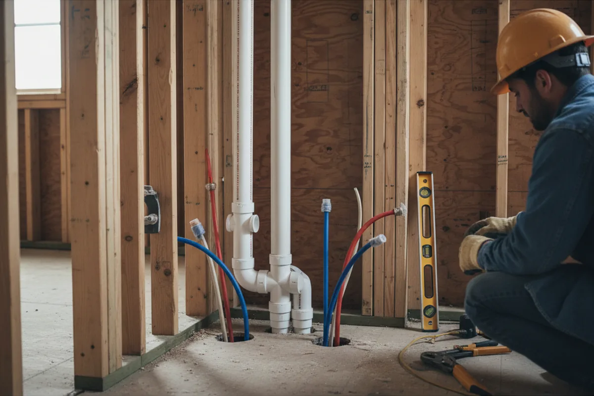 Drain and supply rough-in during Sump Pump Repair in Rodeo