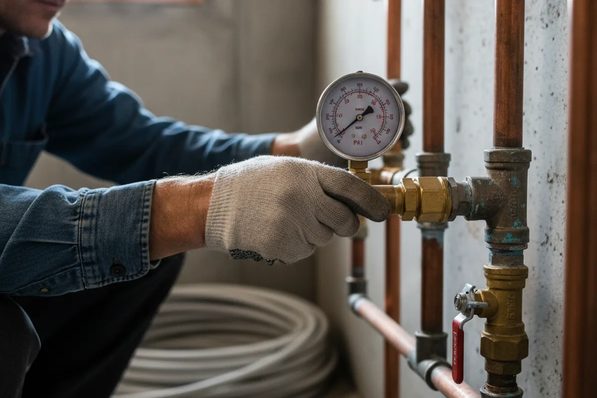 Pressure testing a repaired line during Water Line Repair in Rodeo